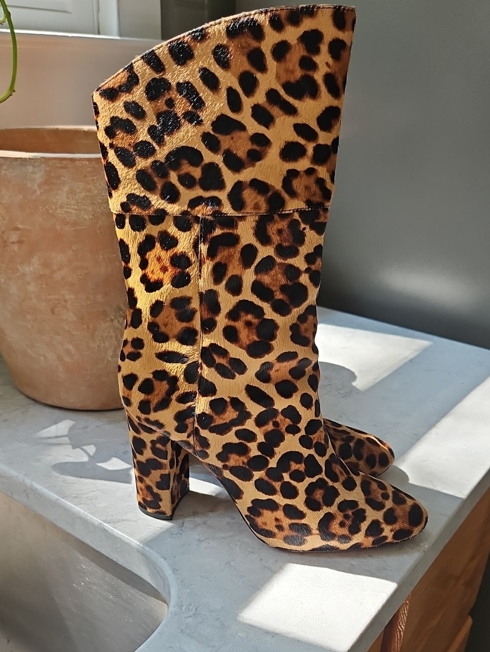 J Crew Real Fur Dyed Calf Hair Upper 100 % Leather Lining Women's Boots - Brown